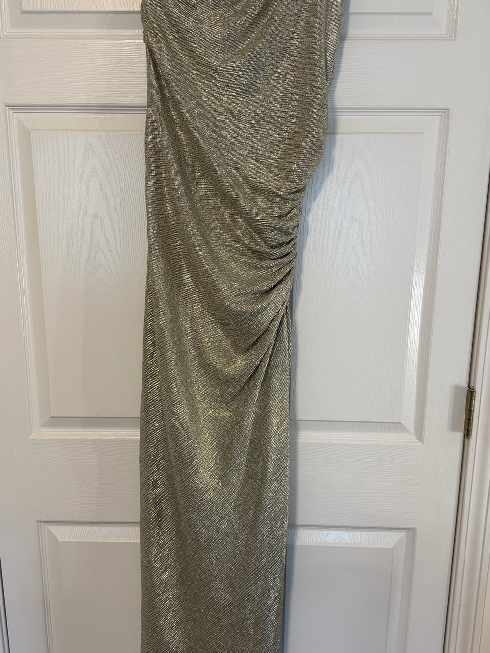 Candalite Metallic One-Shoulder Ruched Dress Size Small